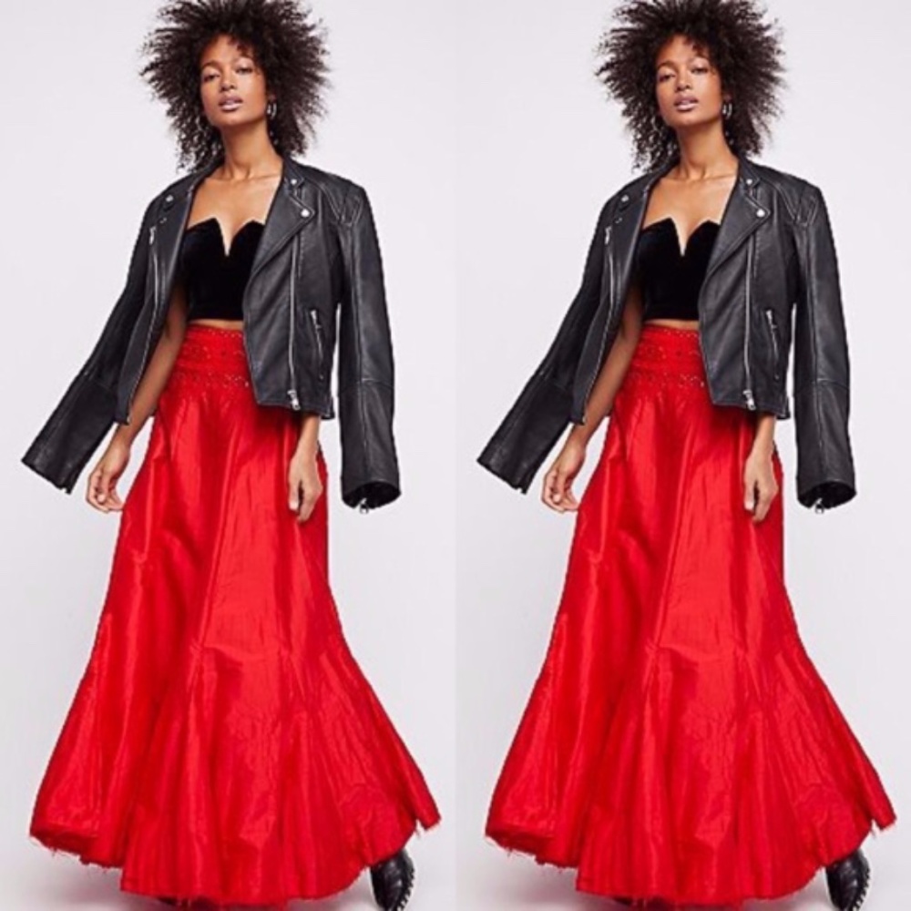 Free People Embroidered Party Maxi Skirt
